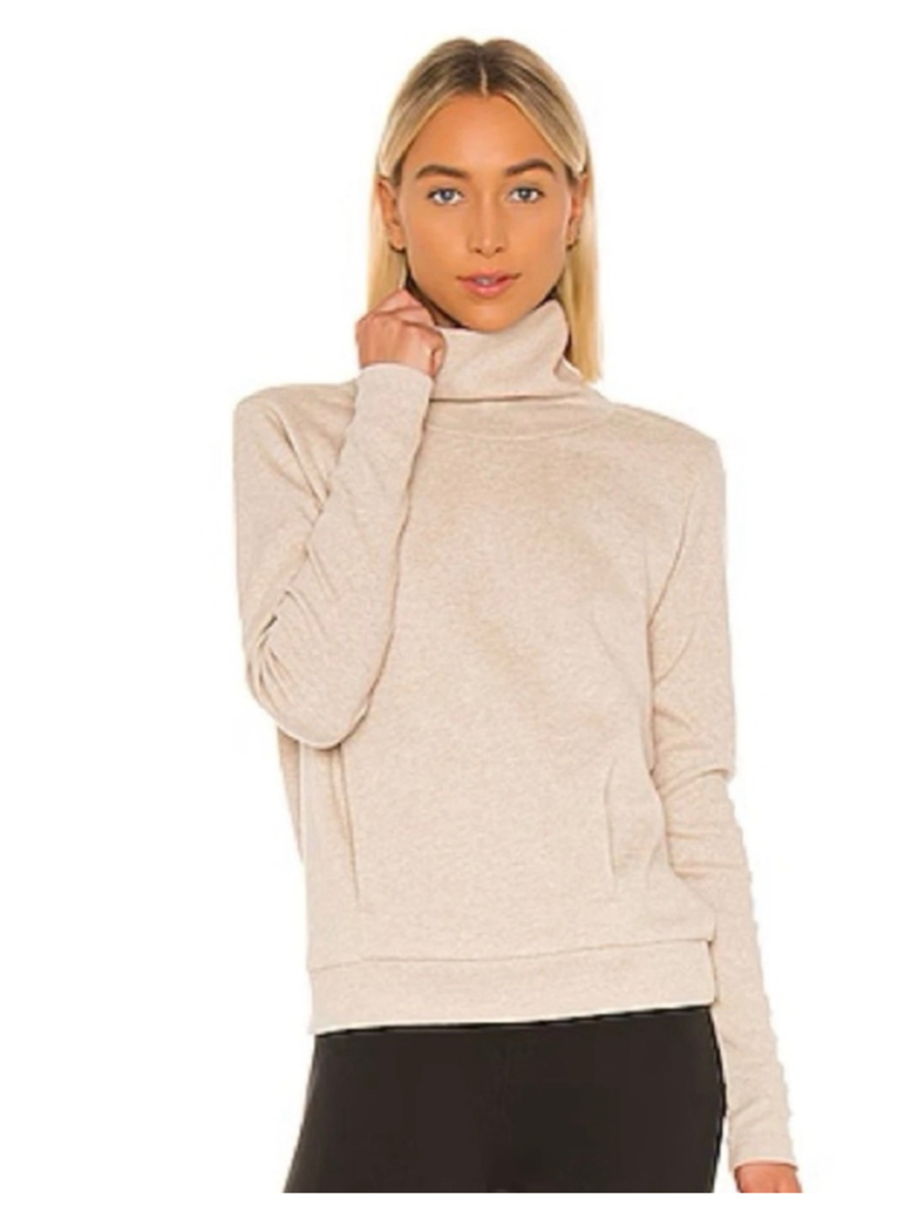 Women's Alo Yoga Clarity Long Sleeve Turtleneck Sweatshirt Beige (Putty) Size S